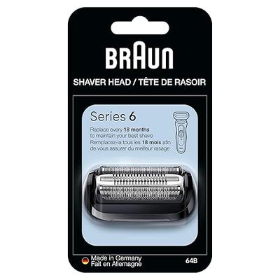 Braun Series 6 Electric Shaver Replacement Head with Sensitive Skinguard, Easily Attach Your Shaver Head, Compatible with New Generation Series 6 Shavers, 64B, Black