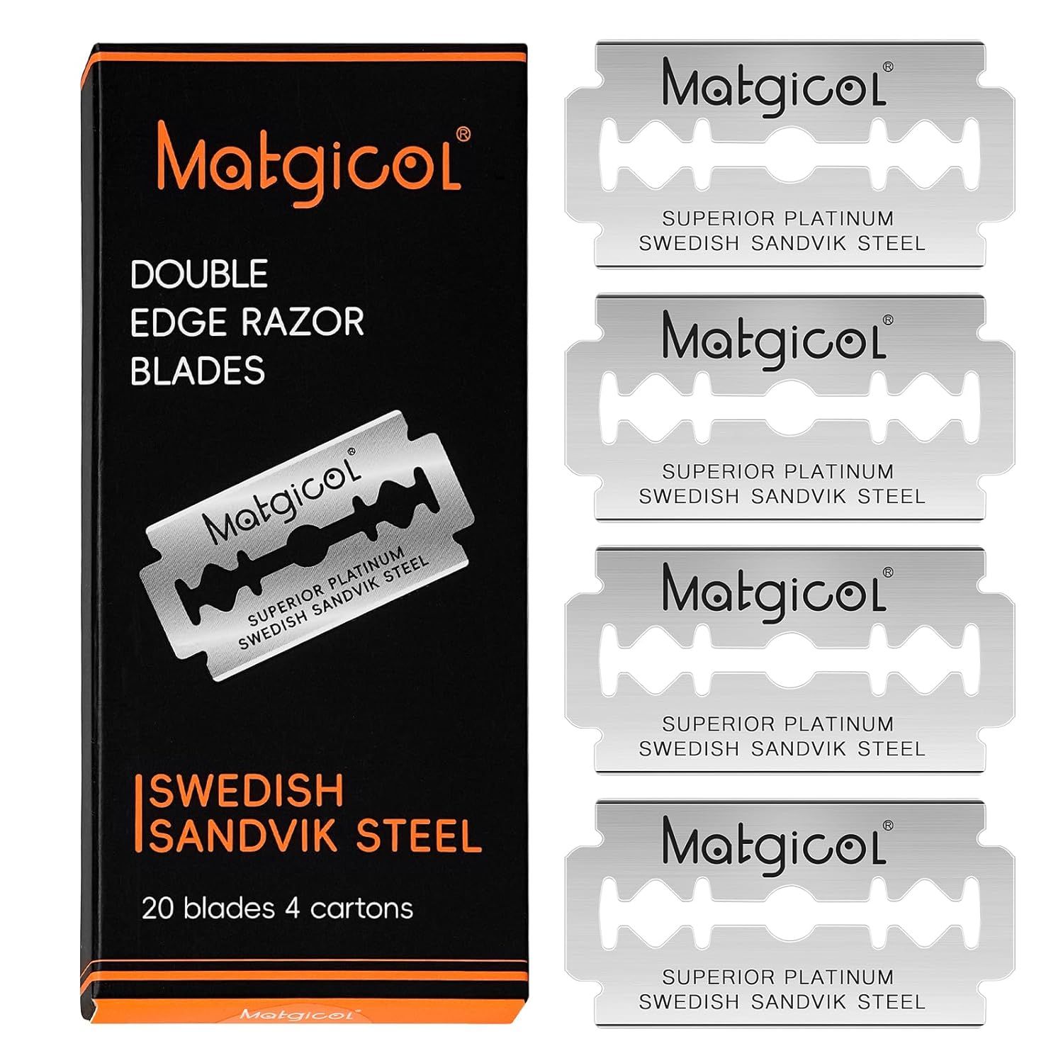 Double Edge Safety Razor Blades - 20 Count Premium Platinum Swedish Steel Blades for Men &amp; Women’s Razors – Precision Shaving Blades for Smooth, Comfortable &amp; Close Shaves