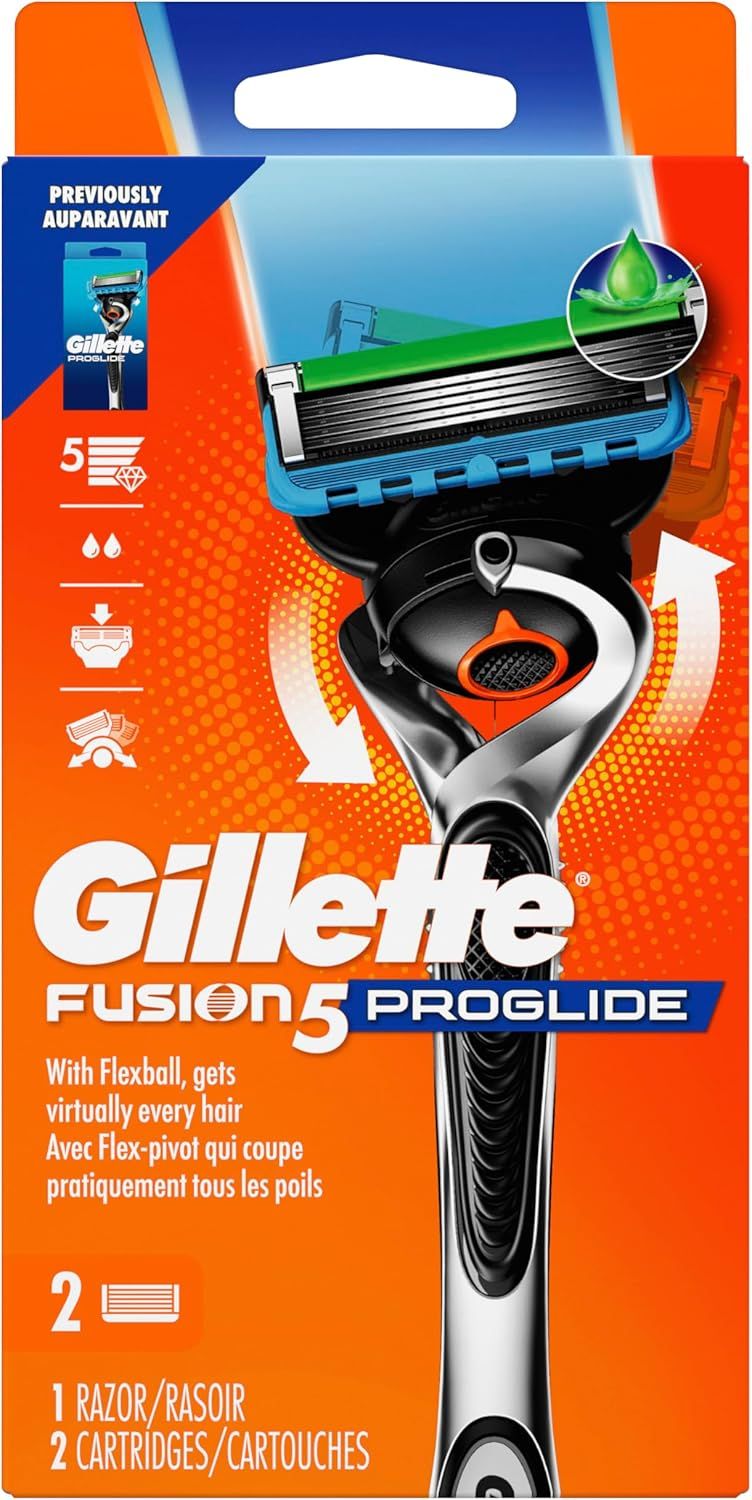 Gillette Fusion5 ProGlide Shaving Razor for Men, 1 FlexBall 5-Blade Razor Handle and Precision Trimmer for Incredible Comfort and a Close Shave + 2 Razor Blade Refills