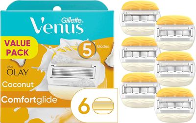 Gillette Venus ComfortGlide Womens Razor Blade Refills, Infused with Olay Coconut Scent