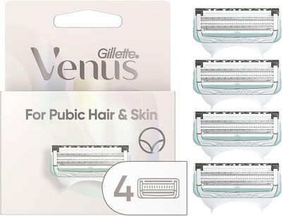 Gillette Venus Intimate Grooming Womens Razor Blade Refills with Bikini Trimmer, 4 Count
