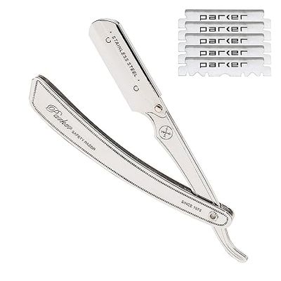 Parker SRX 100% Stainless Steel Straight Edge Professional Barber Razor &amp; 5 Parker Premium Half Blades