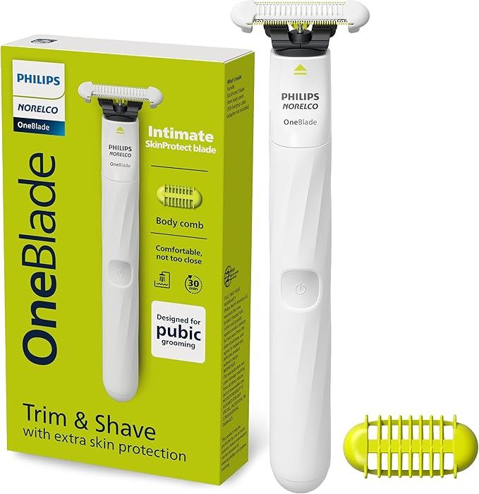 Philips Norelco OneBlade Intimate, Designed for Pubic Grooming, Trim &amp; Shave with Extra Skin Protection, Waterproof, Model QP1924/70