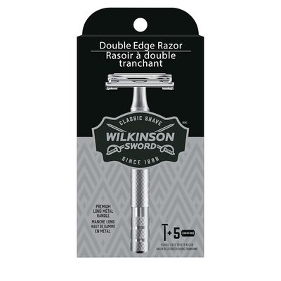 Wilkinson Sword Double Edge Razor for Men With 5 Double Edge Razor Blades Refills