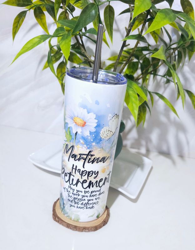 Personalized Retirement in Bloom – 20oz Stainless Steel Tumbler