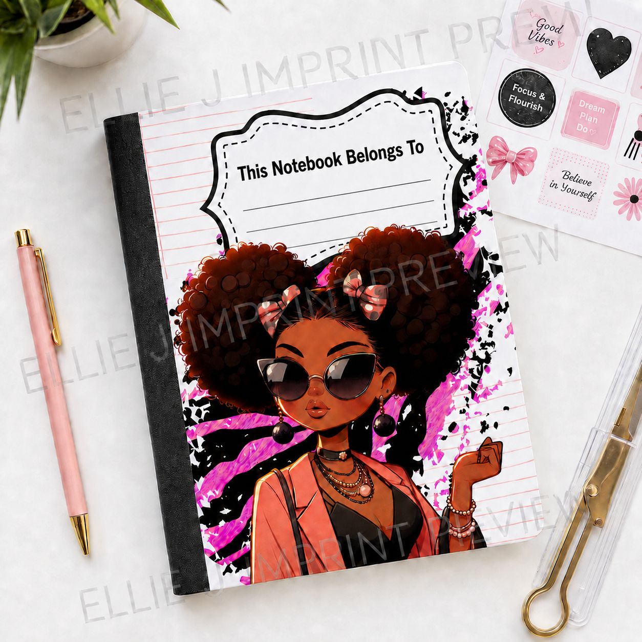 Pretty &amp; Confident Printable Notebook Cover – Digital Download
