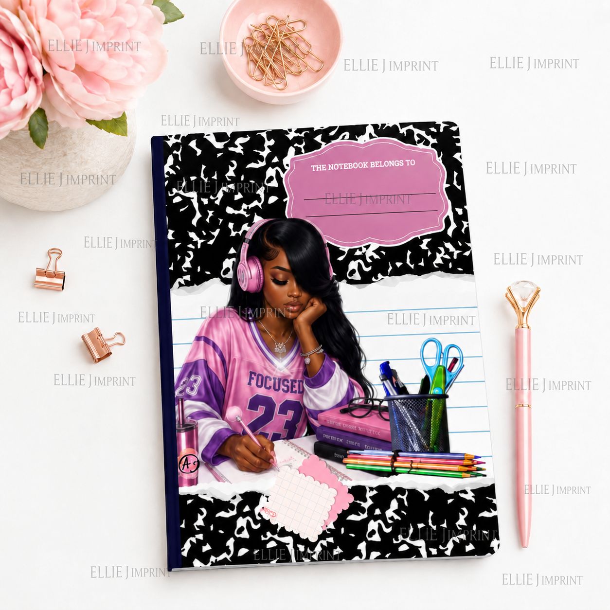 STUDY GIRL Printable Notebook Cover – Digital Download