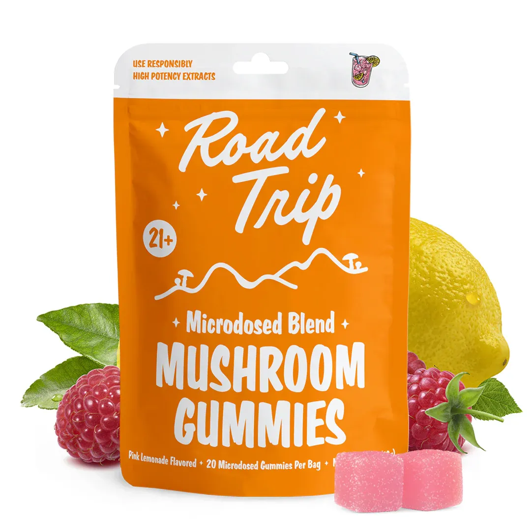 Road Trip – Microdosed Gummies + Functional Mushrooms Pink Lemonade