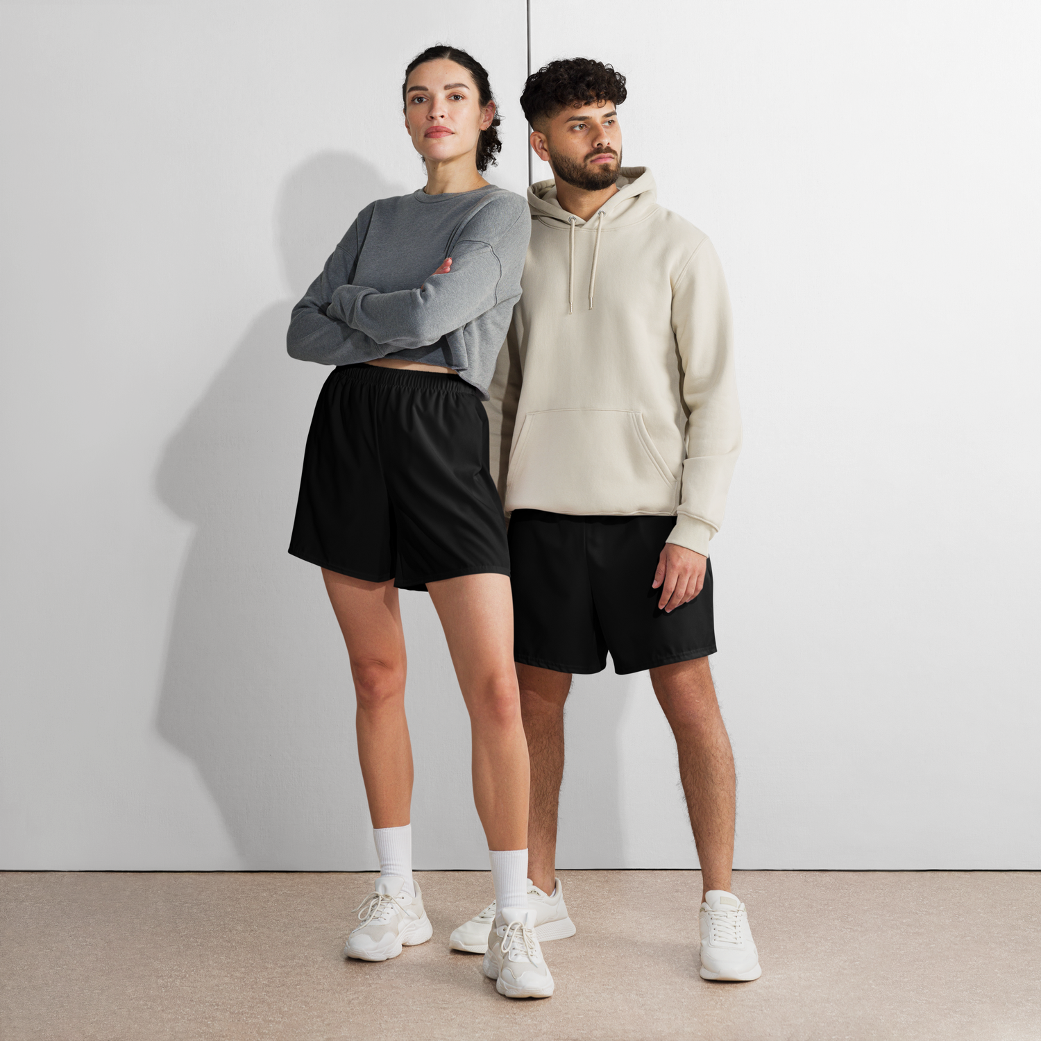 Black Unisex Athletic Long Shorts