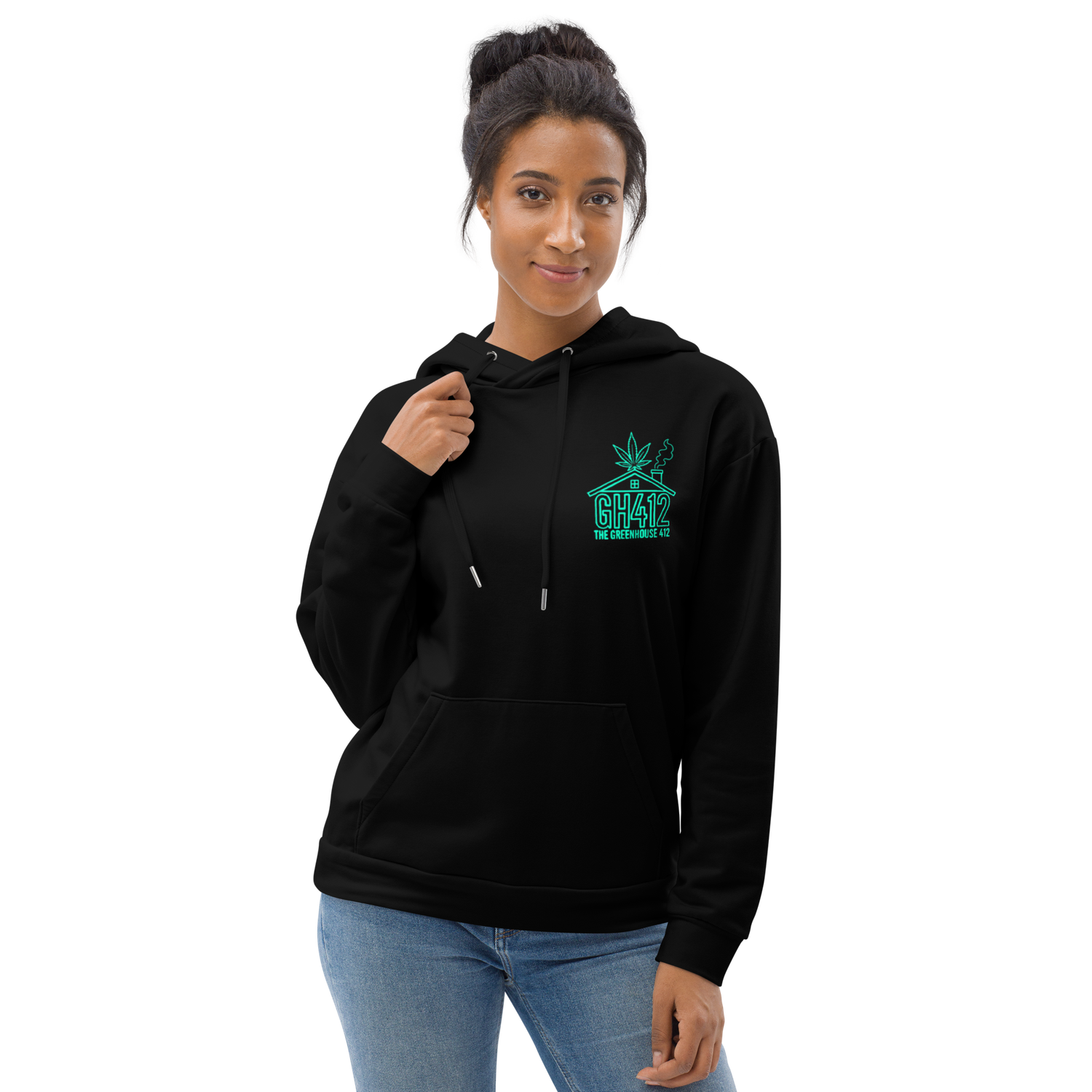 The Greenhouse 412 Black and Teal Unisex Hoodie
