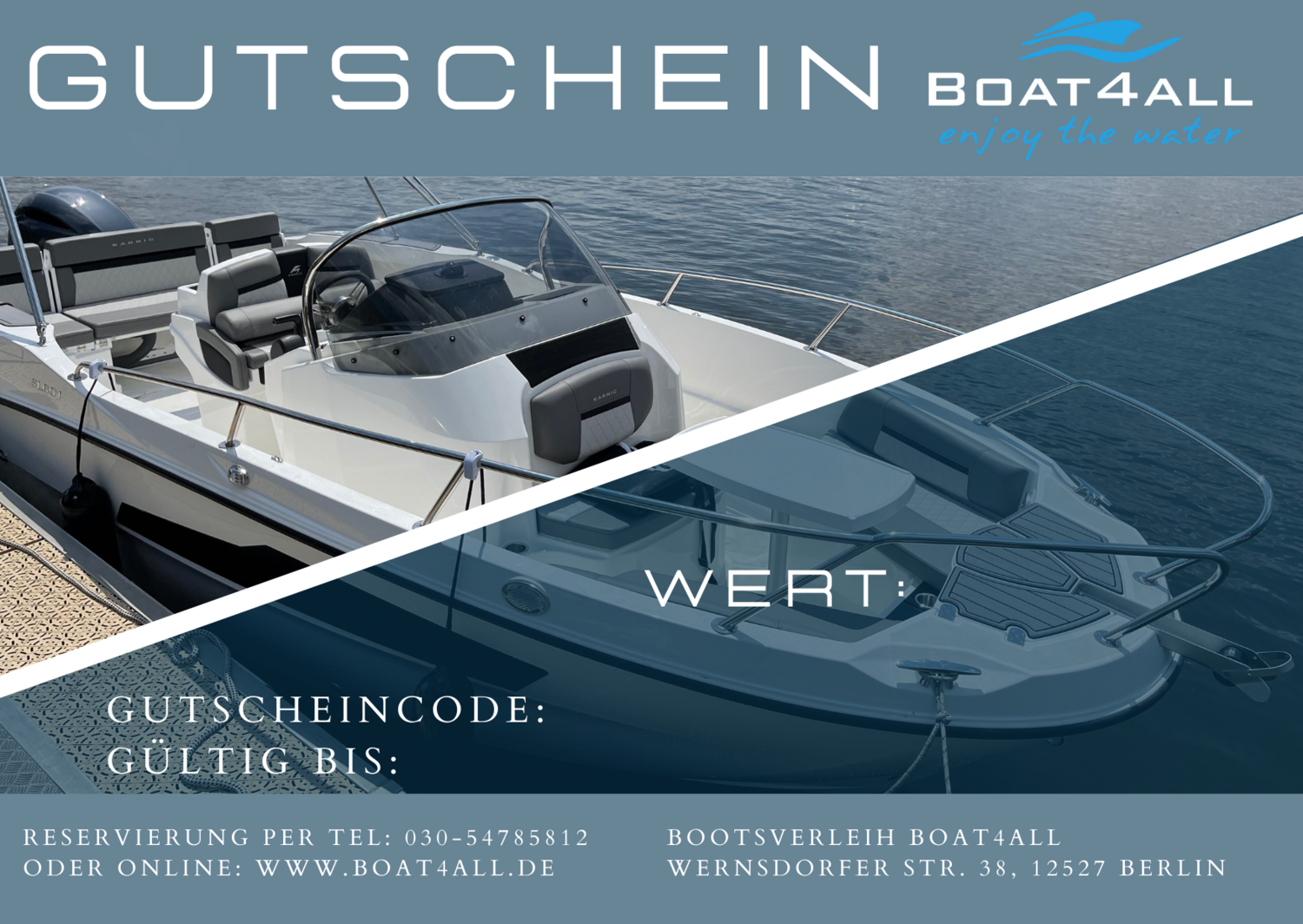 Geschenkgutschein, Voucher, Gutschein, Geschenk, Bootsverleih, Boot fahren