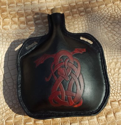 Large Tooled Leather Bottle