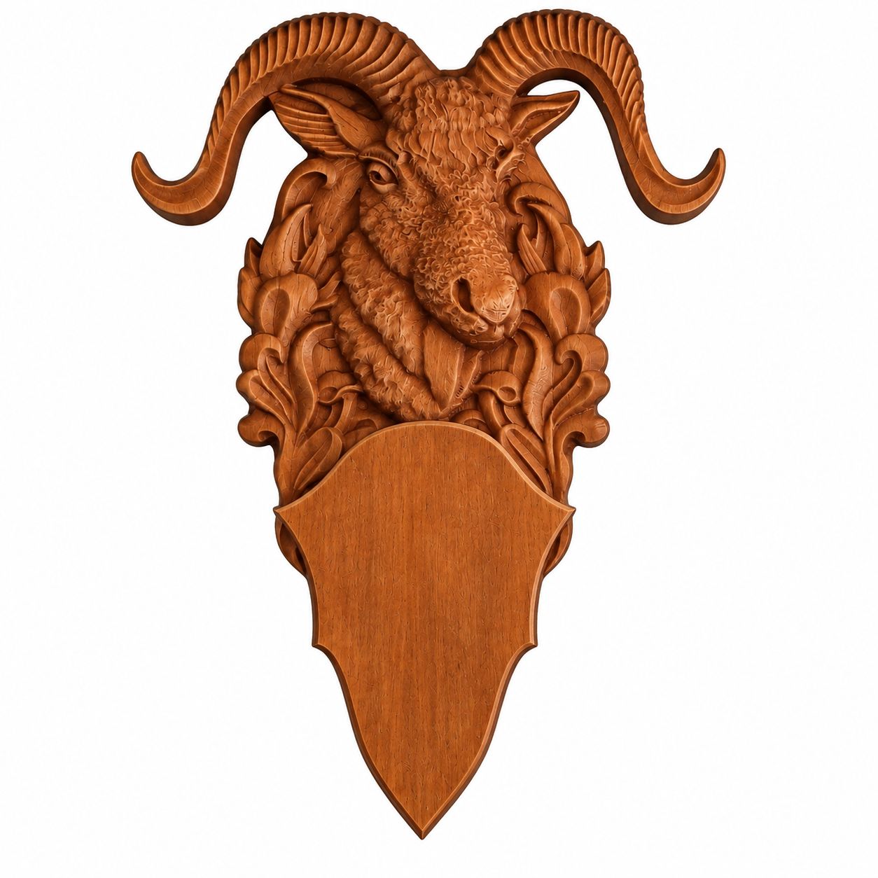 RZEŹBIONA DESKA POD TROFEUM MUFLONA 32 × 32 CM dąb rustykalny