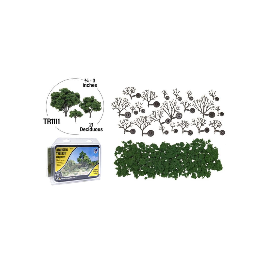 TR1111 Woodland Scenics Medium Green Deciduous Trees (21/Kit) img