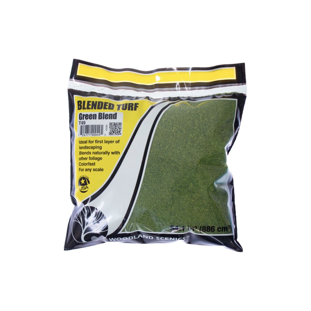 T49 Woodland Scenics Blended Turf  Green Blend Bag