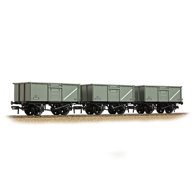37-265 BR 16T Steel Mineral Top Flap Doors 3-Wagon Pack BR Grey (Early) [WL]
