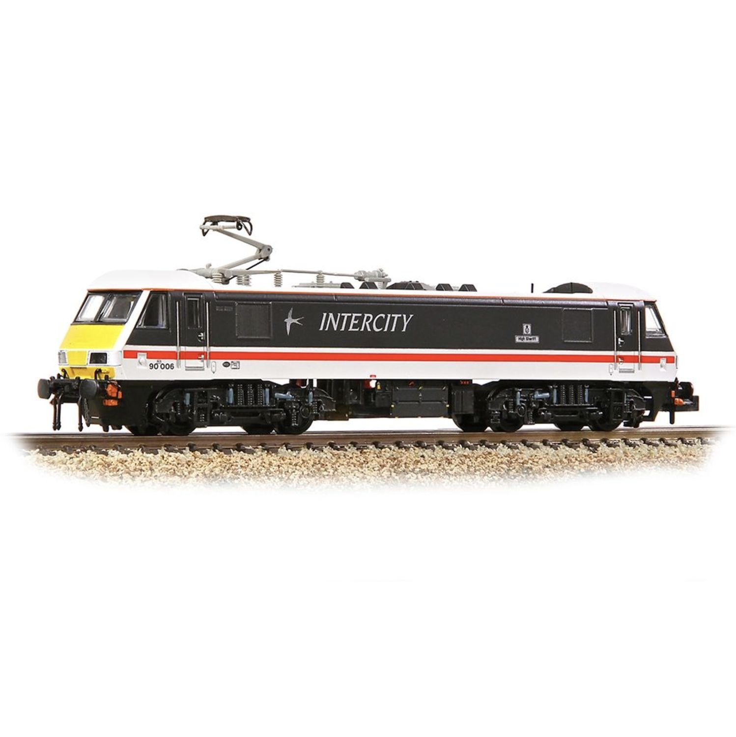 371-780A N Gauge Class 90/0 90006 &#39;High Sheriff&#39; BR InterCity (Swallow)