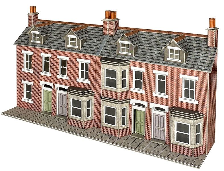 PO302 LOW RELIEF TERRACED HOUSE FRONTS - BRICK OO GAUGE