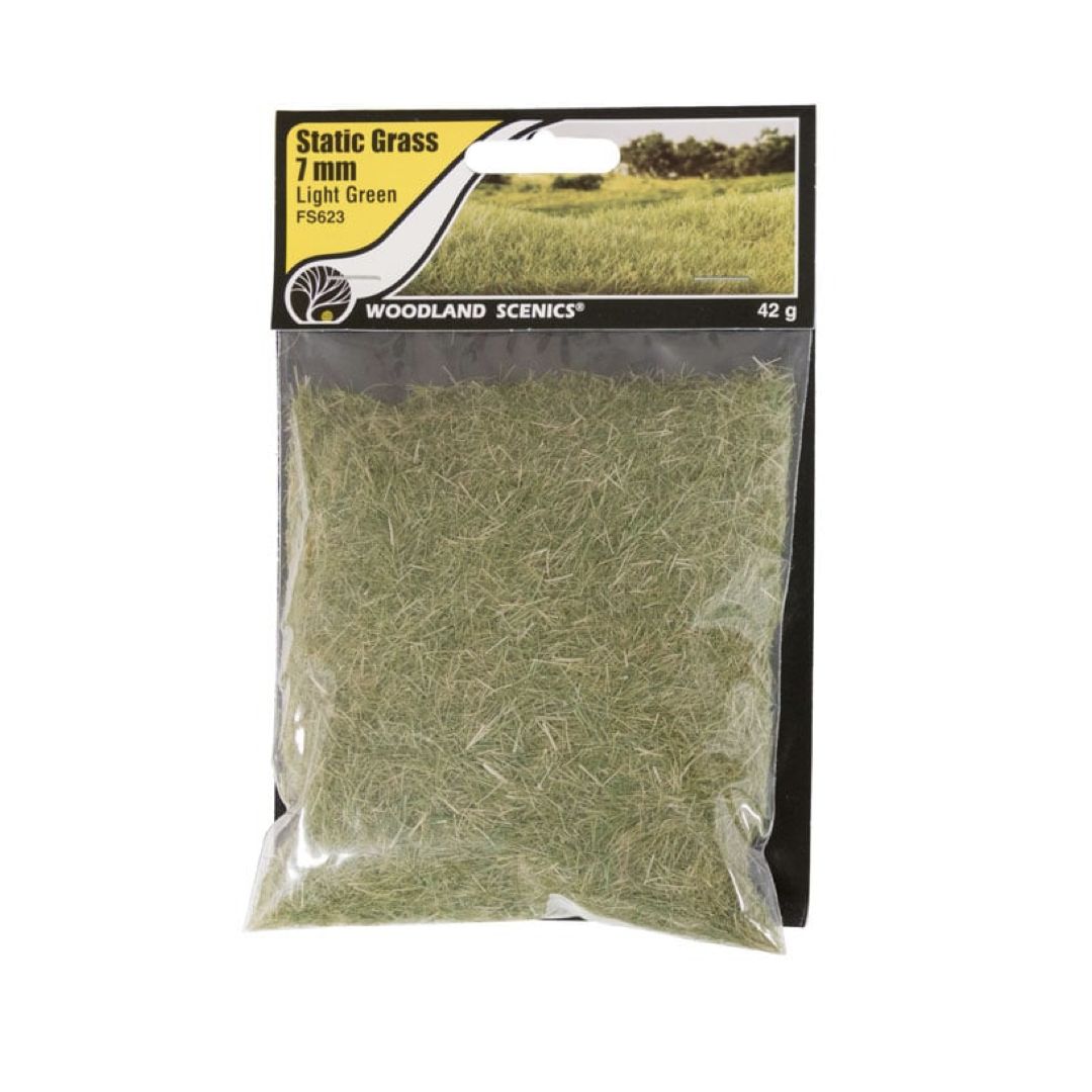 FS623 Woodland Scenics Static Grass 7mm Light Green