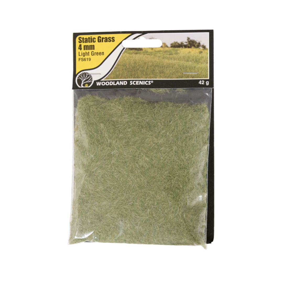 FS619 Woodland Scenics Static Grass 4mm Light Green