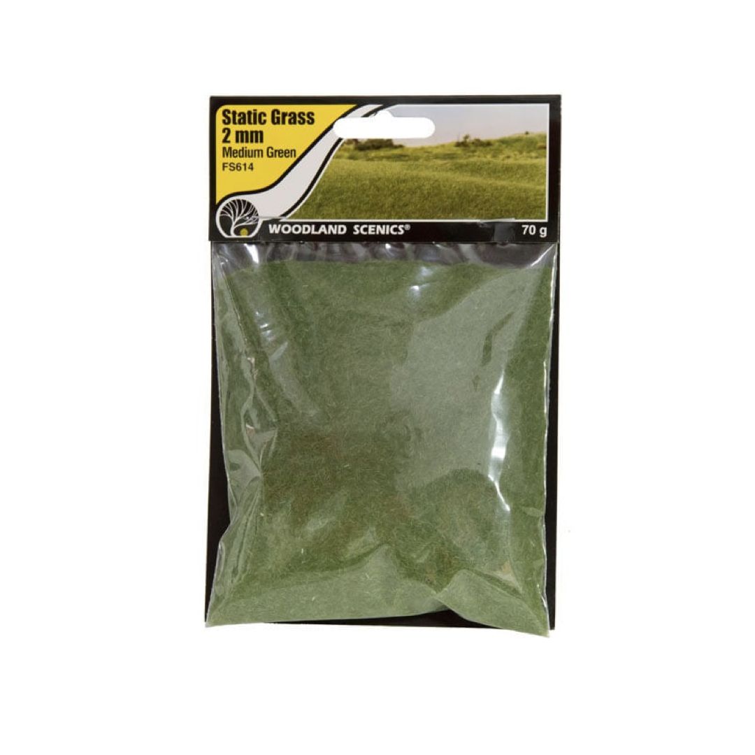 FS614 Woodland Scenics Static Grass 2mm Medium Green