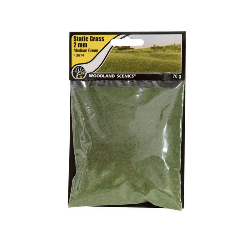 FS614 Woodland Scenics Static Grass 2mm Medium Green