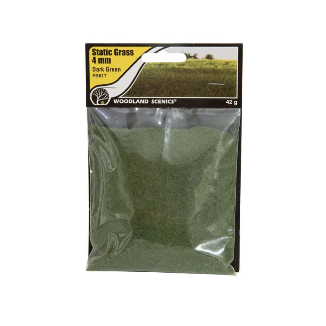 FS617 Woodland Scenics Static Grass 4mm Dark Green