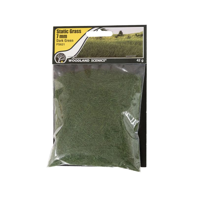 FS621 Woodland Scenics Static Grass 7mm Dark Green