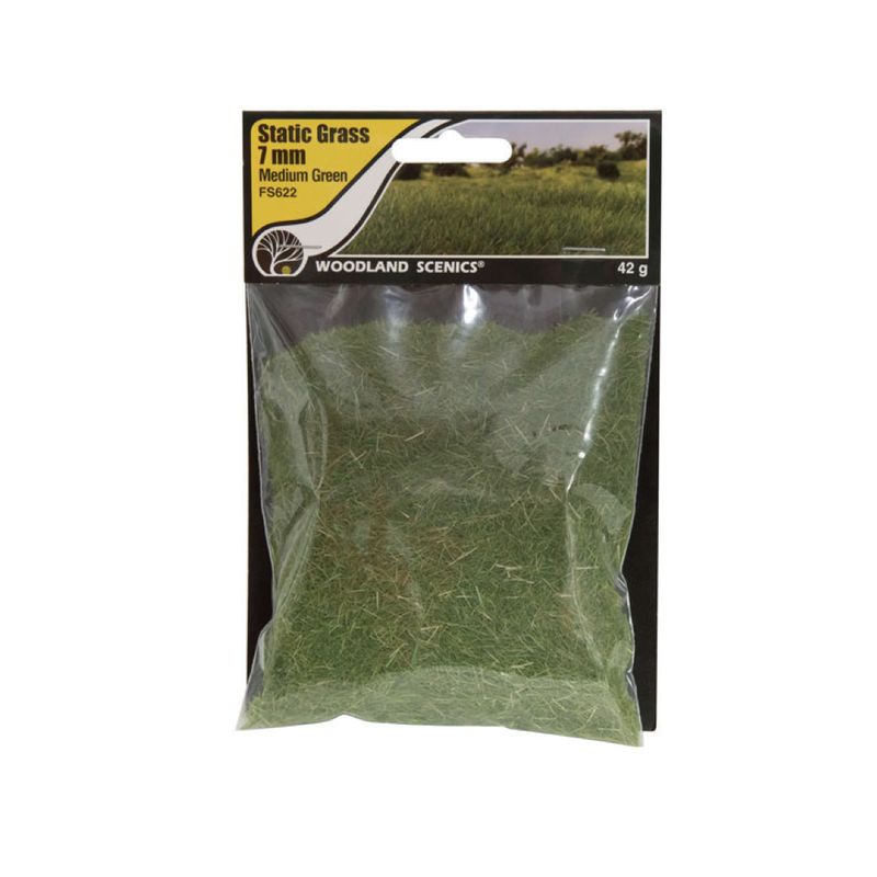 FS622 Woodland Scenics Static Grass 7mm Medium Green
