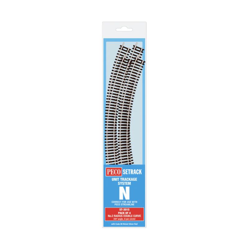 ST-3015 PECO N Gauge Double Curve No.2 Radius Track Pack (4 Pieces)