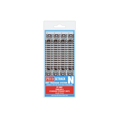 ST-3001 PECO N Gauge Standard Straights Track Pack (8 Pieces of ST-1)