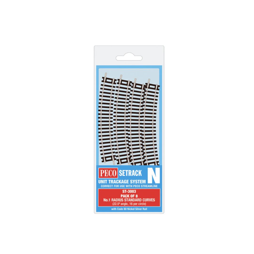 ST-3003 PECO N Gauge Standard Curve No.1 Radius Track Pack (8 Pieces of ST-3)