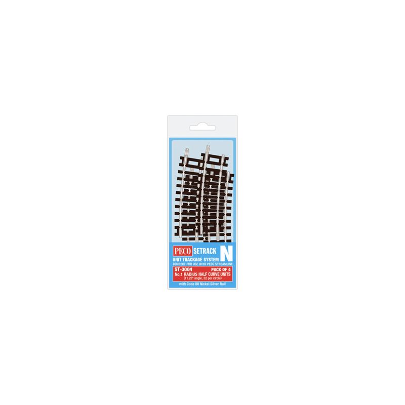 ST-3004 PECO N Gauge Half Curve No.1 Radius Track Pack (4 Pieces)