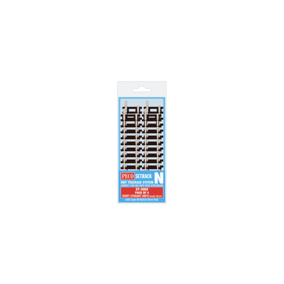 ST-3002 N Gauge Short Straights Track Pack (4 Pieces)