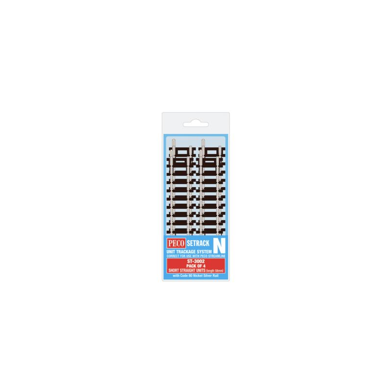 ST-3002 N Gauge Short Straights Track Pack (4 Pieces)