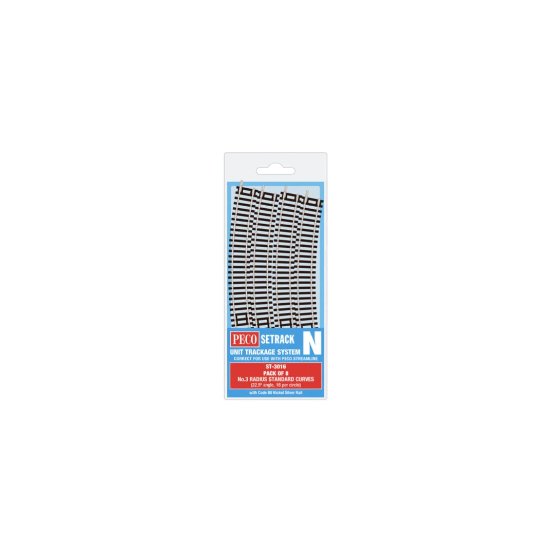 ST-3016 PECO N Gauge Standard Curve No.3 Radius Track Pack (8 Pieces)