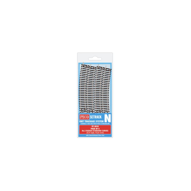 ST-3016 PECO N Gauge Standard Curve No.3 Radius Track Pack (8 Pieces)