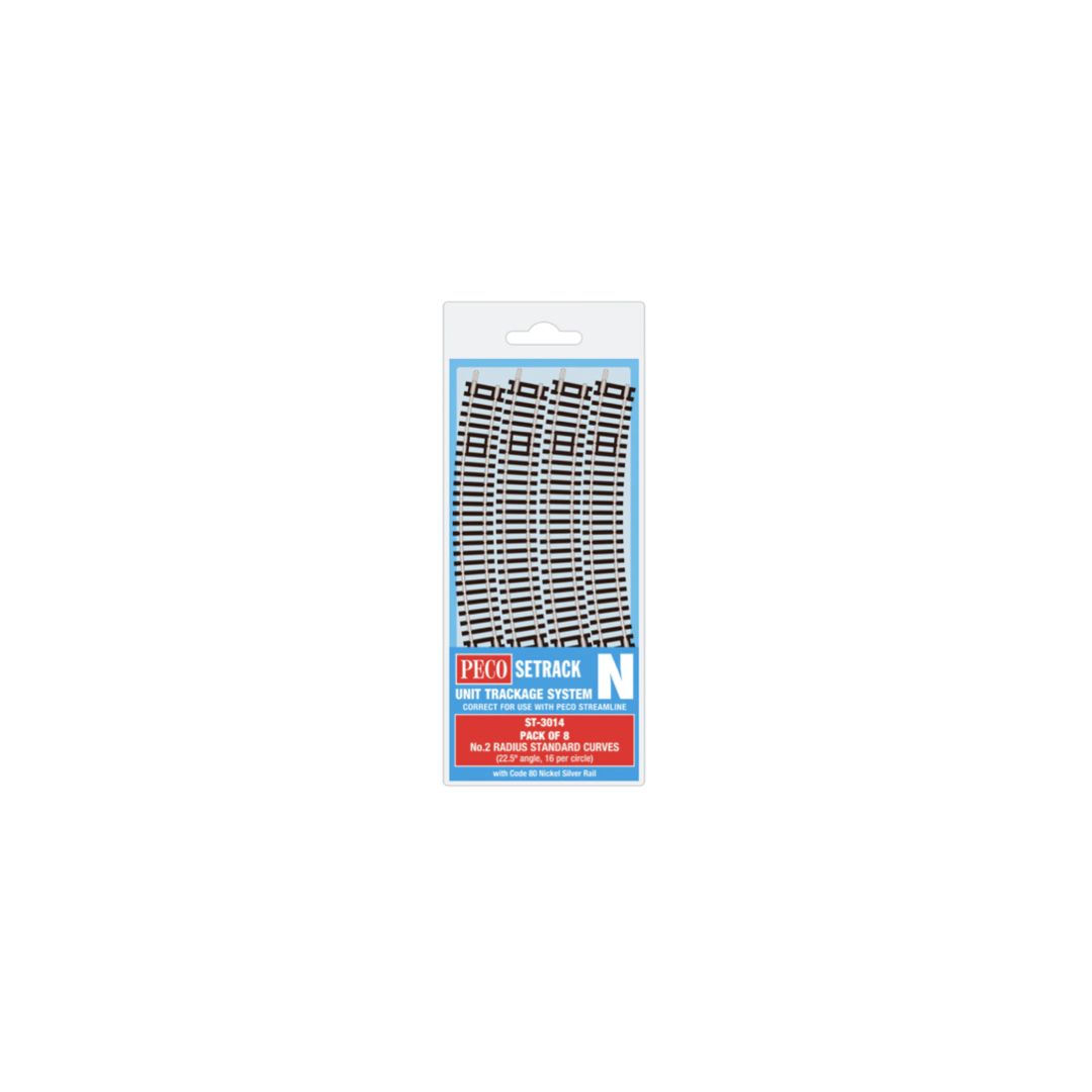 ST-3014 PECO Nauge Standard Curves No.2 Radius Track Pack (8 Pieces)