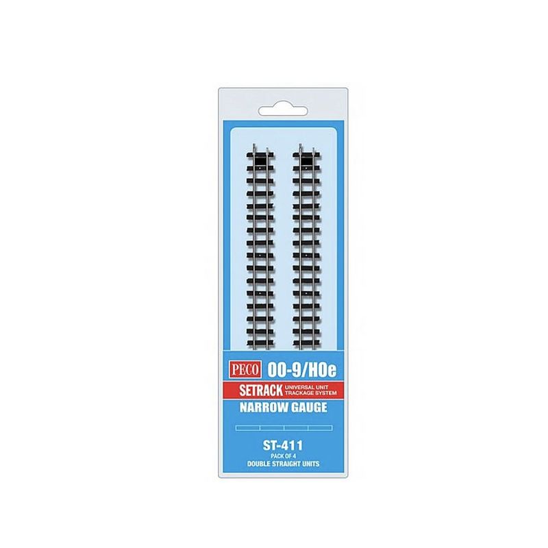 ST-411 PECO OO-9  Gauge Double Straight (4 Pack)