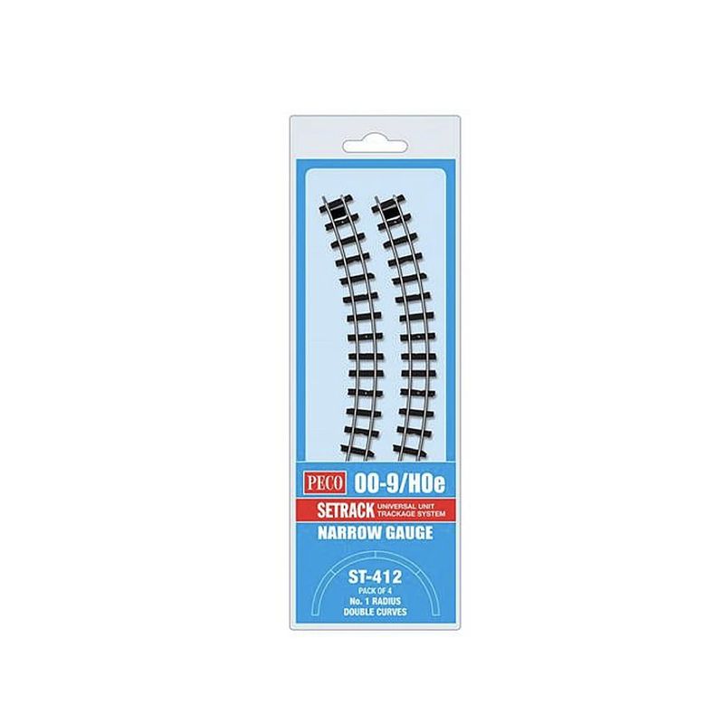 ST-412 PECO OO-9 Gauge 1st Radius Double Curve (4 Pack)