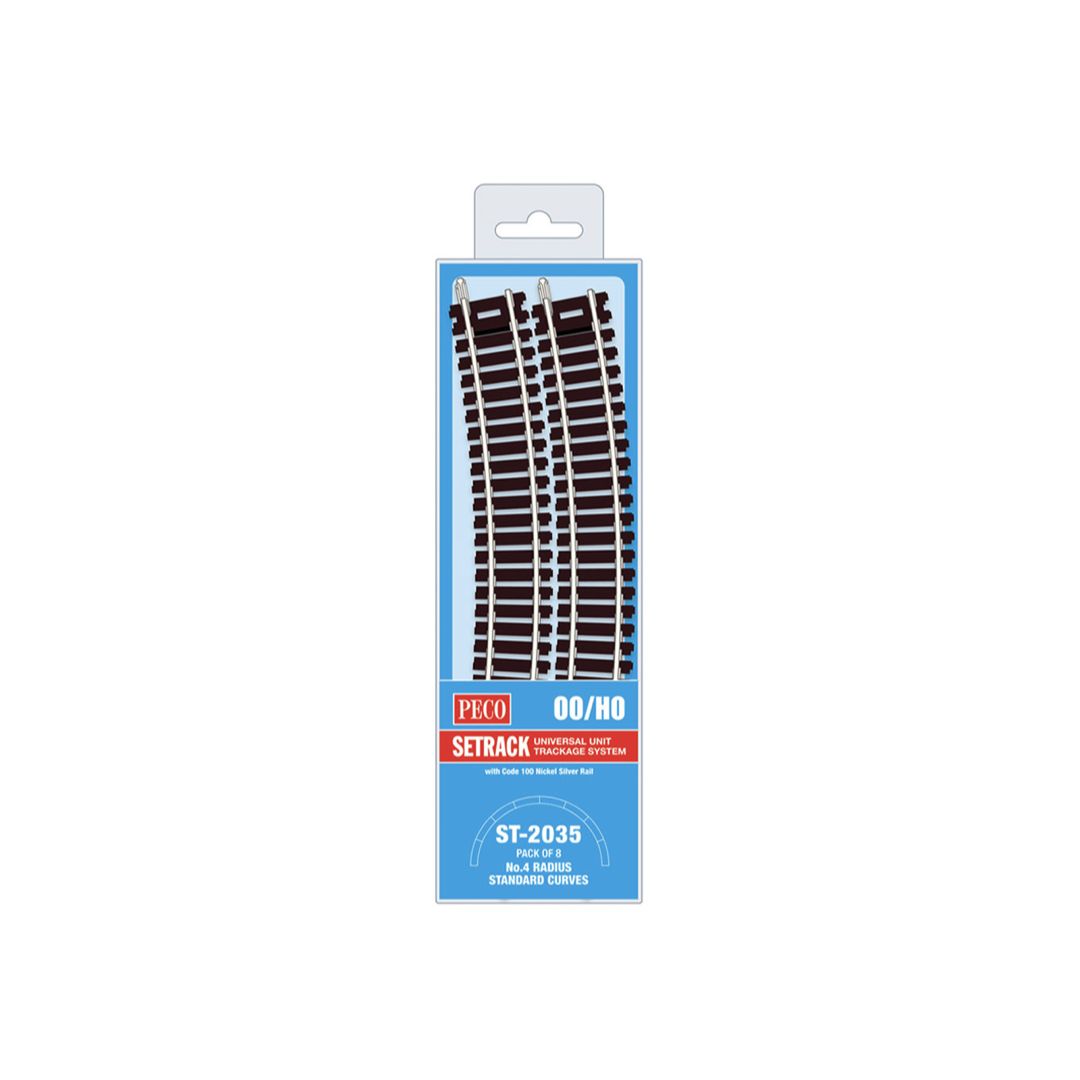 ST-2035 PECO OO Gauge 4th Radius Standard Curve (Pack of 8)