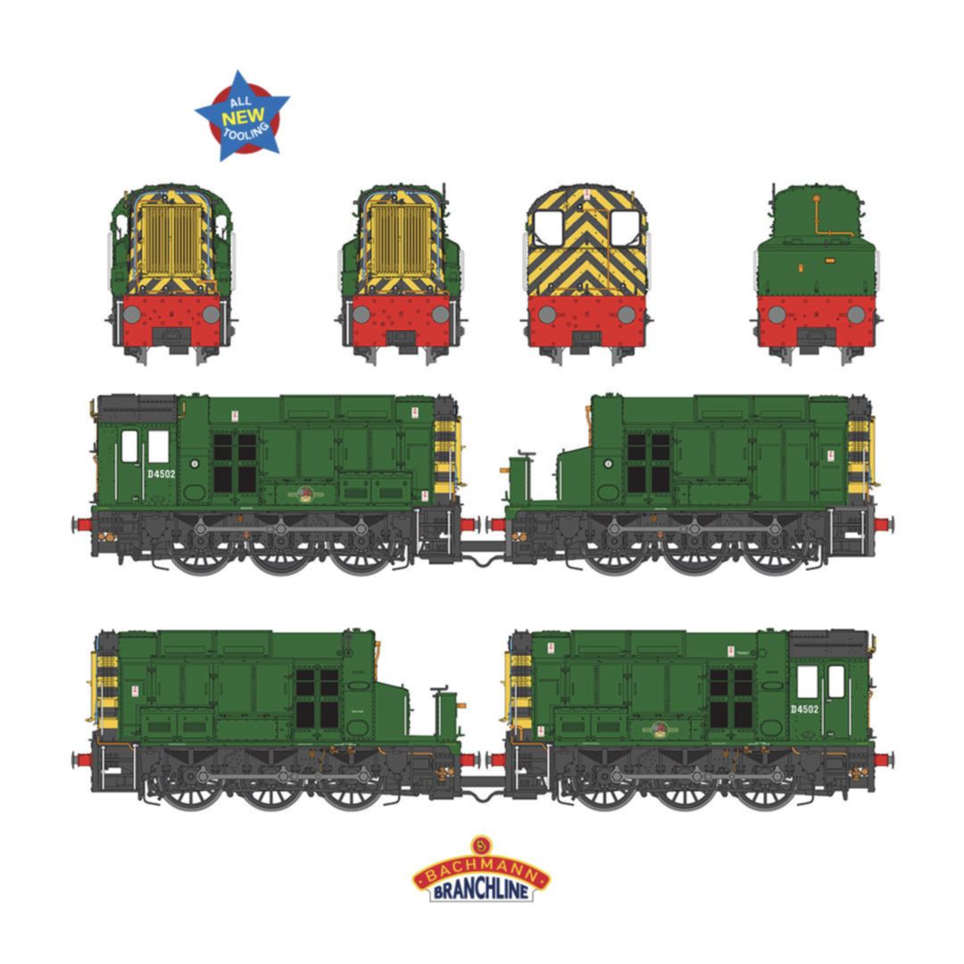Bachmann OO Gauge Class 13 Class 13 D4502 BR Green (Wasp Stripes)