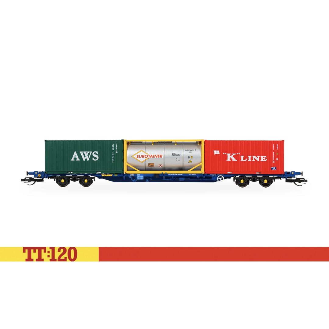 Hornby TT6030 TT Gauge Touax KFA Container Wagon with 3x20 Containers
