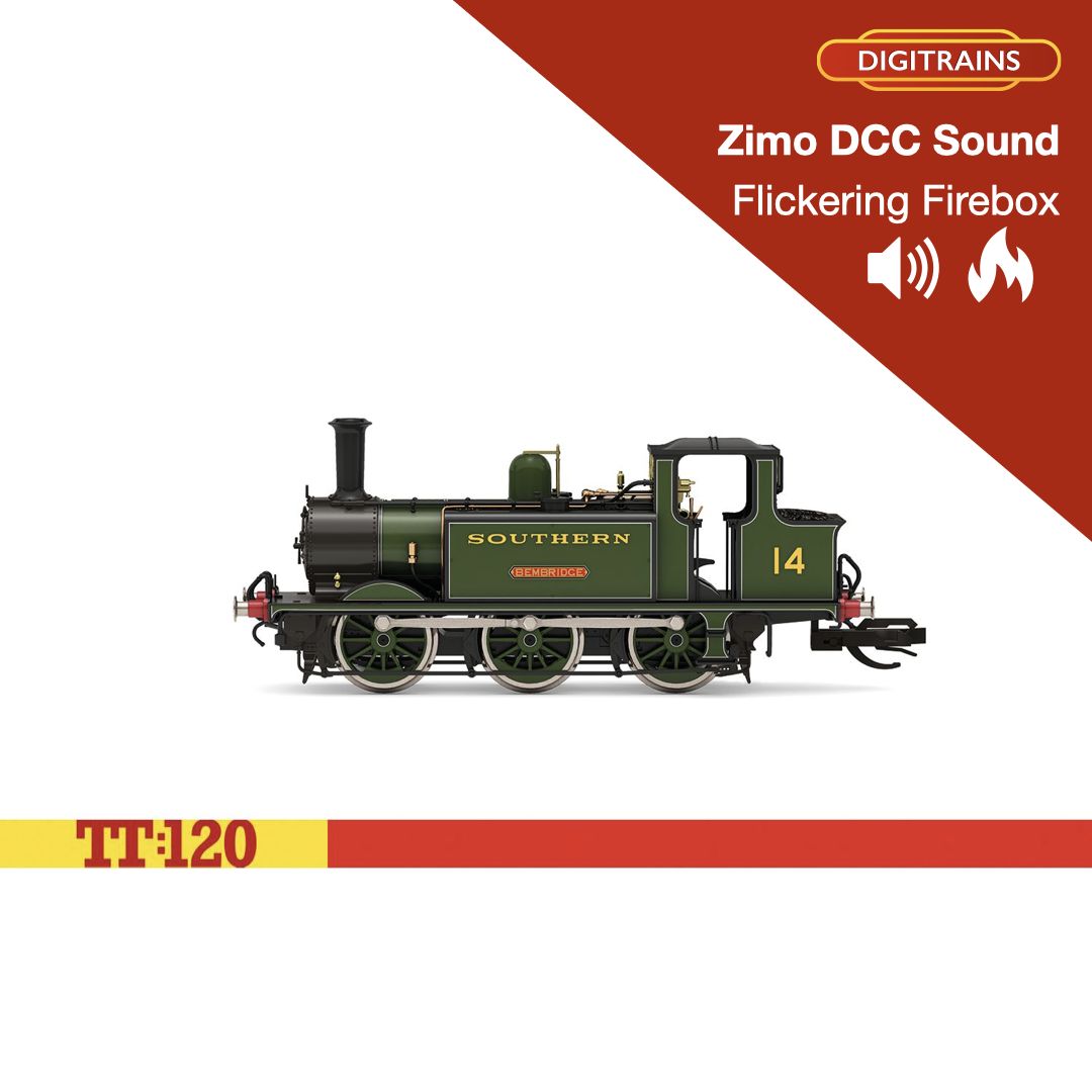 Hornby TT3038MZS TT:120 SR Terrier &#39;Bembridge&#39; DCC Sound and Flickering Firebox by Digitrains