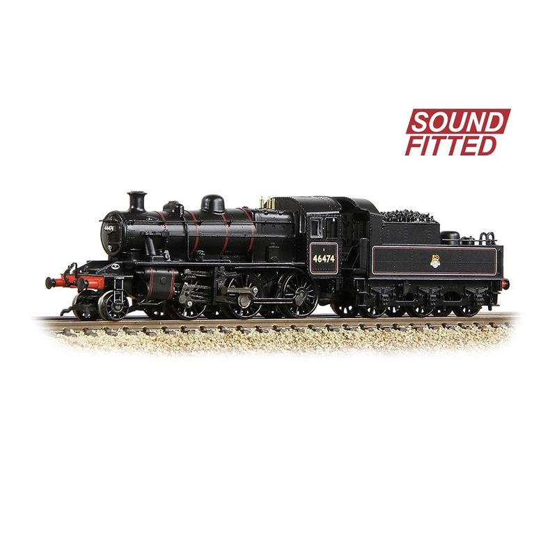 Graham Farish 372-626BSF LMS Ivatt 2MT 46474 BR Lined Black (Early Emblem)