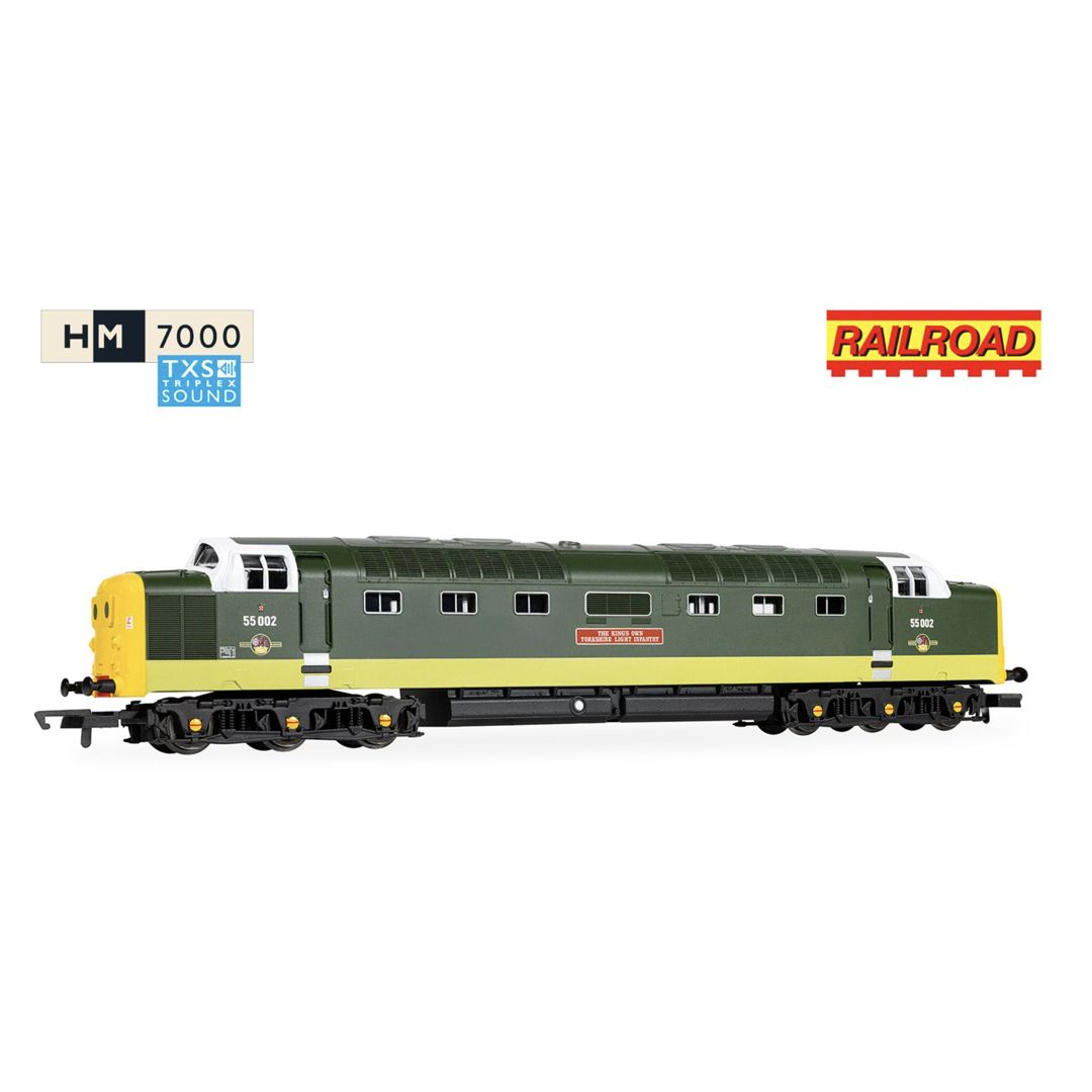 Hornby R30438TXS RailRoad OO Gauge Class 55 (Deltic) &#39;The Kings own Yorkshire Light Infantry&#39; (DCC Sound Fitted)