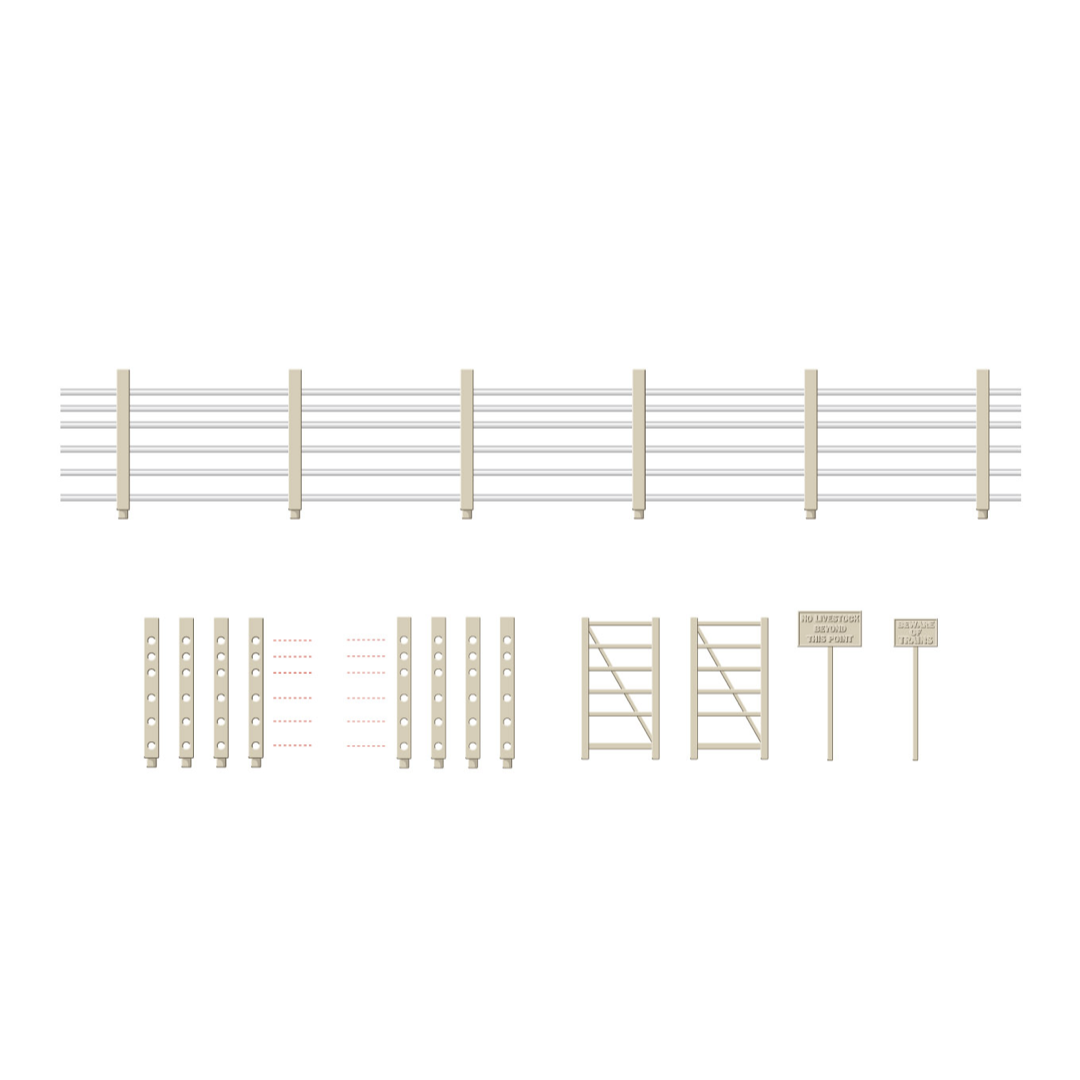 Ratio 419 OO Gauge Concrete Fencing Posts, Gates, Signs etc. img