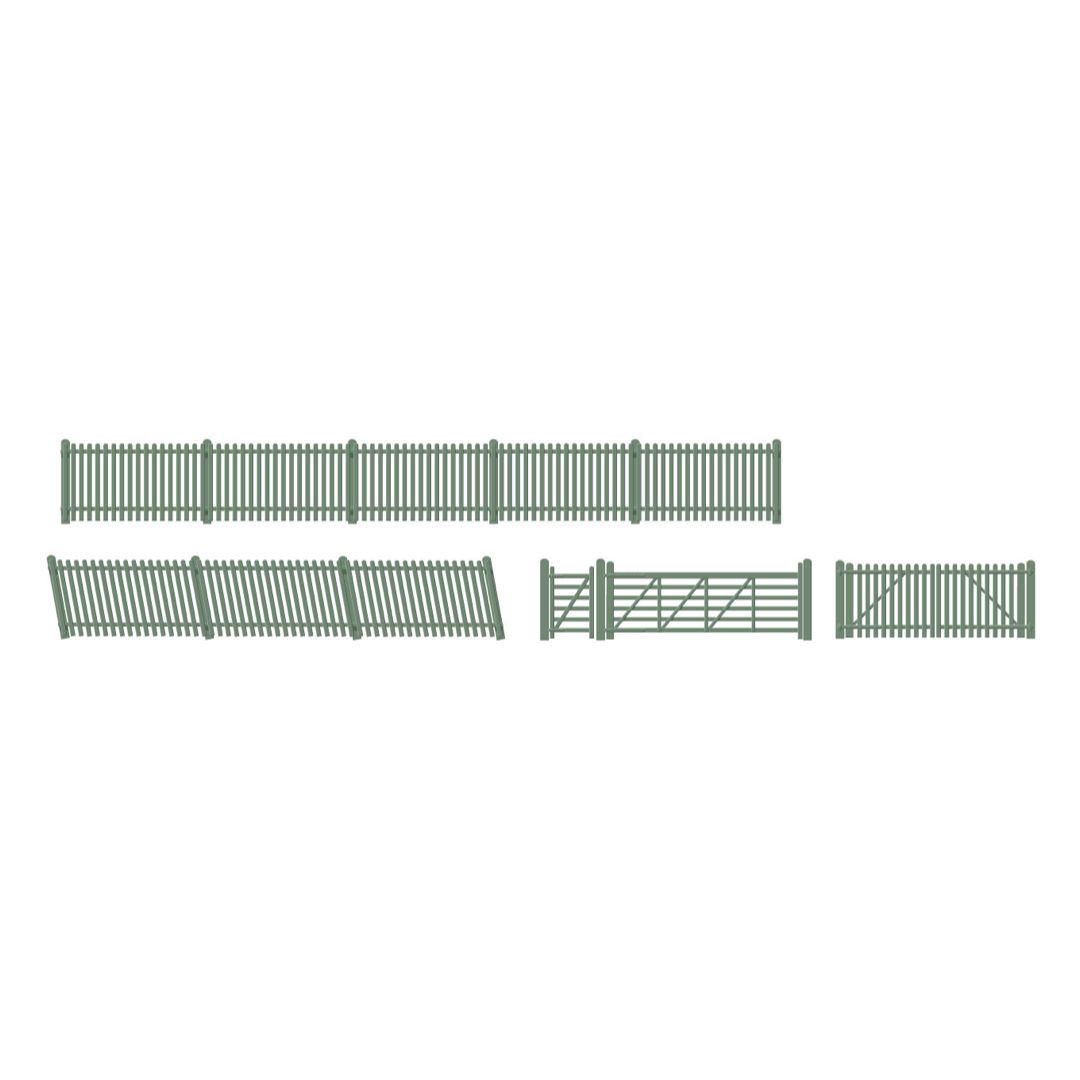 Ratio 430 OO Gauge Station Fencing Ramps and Gates, Green
