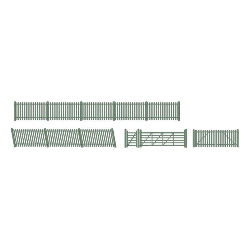 Ratio 430 OO Gauge Station Fencing Ramps and Gates, Green