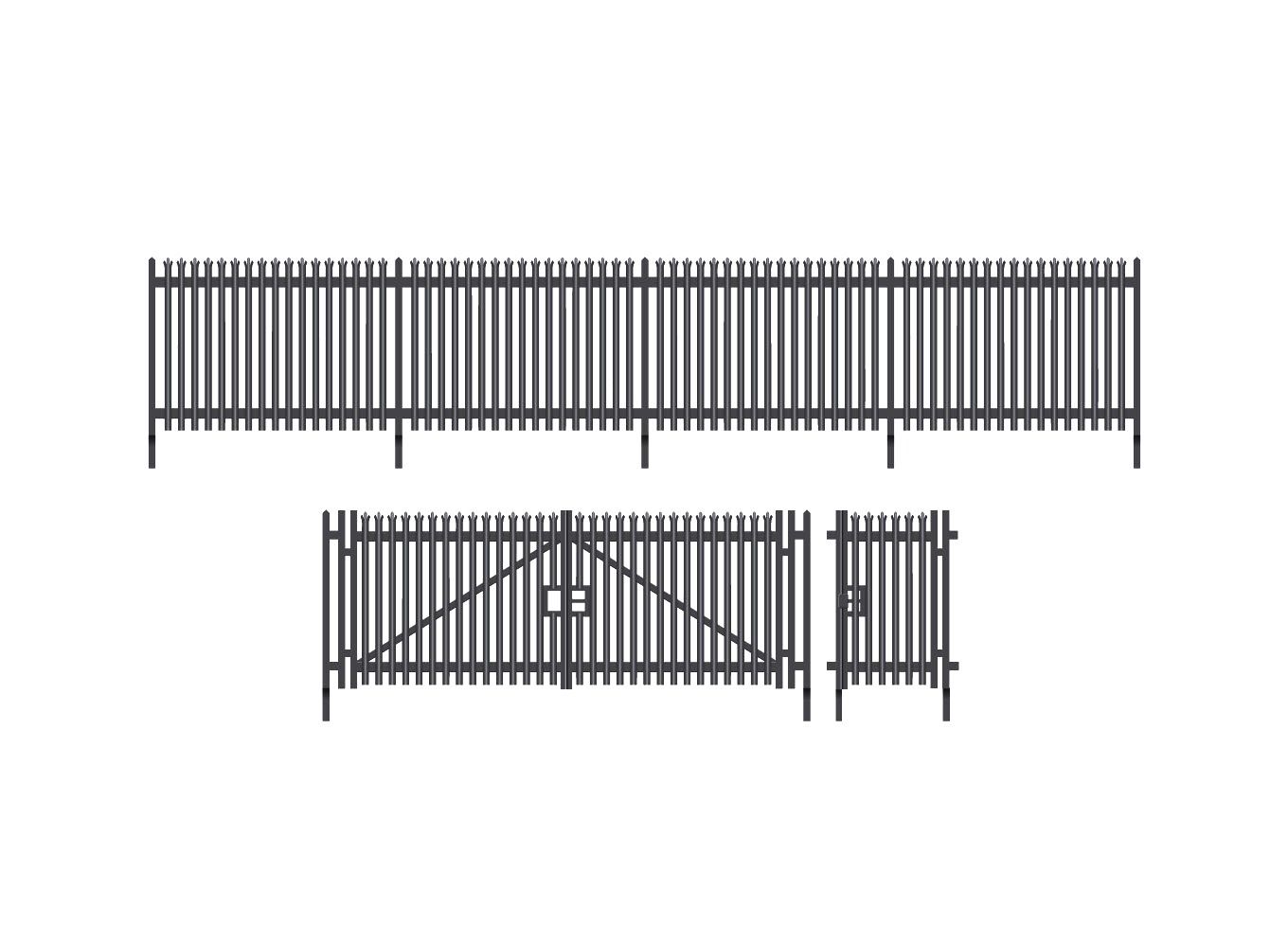 Wills Kits SSM316 OO Gauge Modern Palisade Fencing with Gates